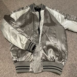 Topshop satin bomber jacket taupe